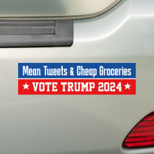 Mean Tweets Cheap Groceries Pro Donald Trump 2024 バンパーステッカー