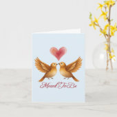 Meant To Be love birds heart wedding anniversary  カード (黄色い花)