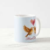 Meant To Be love birds heart wedding anniversary  コーヒーマグカップ (正面右)