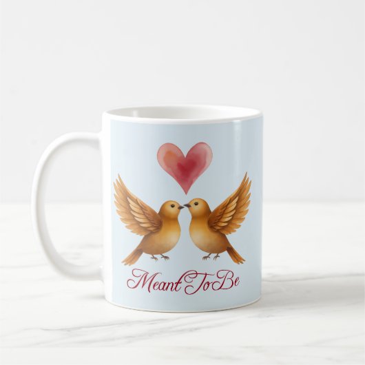 Meant To Be love birds heart wedding anniversary  コーヒーマグカップ (左)