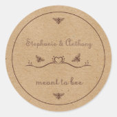 〈Meant to Bee〉オーダーメイドのラスティックビーウェディング ラウンドシール (正面)