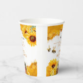 Meant To Bee | 水彩ひまわり ブライダルシャワーの紙コップ 紙コップ (右)