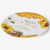 Meant To Bee | 水彩ひまわり ブライダルシャワーの紙皿 ペーパープレート (アングル)