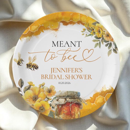 Meant To Bee | 水彩花卉婚前お披露目 ペーパープレート