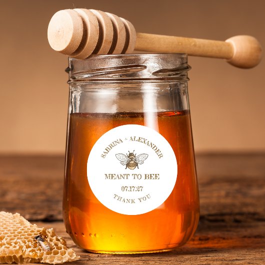 Meant To Bee Honey Jar Wedding Favor Labels ラウンドシール