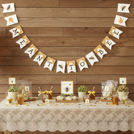 Meant to Bee Honeycomb Honey Drip Bridal Shower バンティングフラッグ