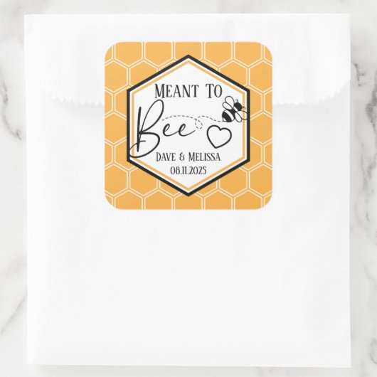 Meant to Bee Honeycomb Personalized Wedding  スクエアシール (バッグ)
