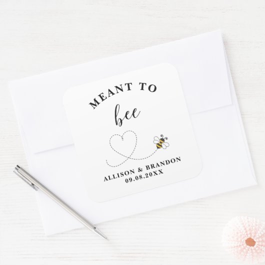 Meant to Bee Jar Label, Wedding Favor Honey  スクエアシール (封筒)
