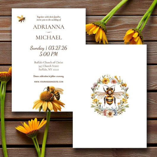 Meant to Bee Rustic Wedding Invitation 招待状