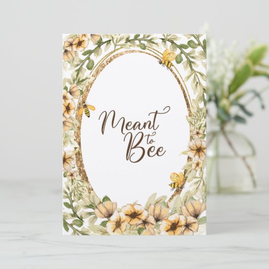 Meant to Bee Rustic Yellow Wedding Invitation 招待状 (スタンド正面)