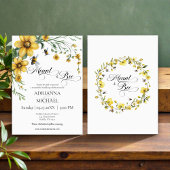 Meant to Bee Rustic Yellow Wedding Invitation 招待状
