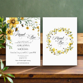 Meant to Bee Rustic Yellow Wedding Invitation 招待状