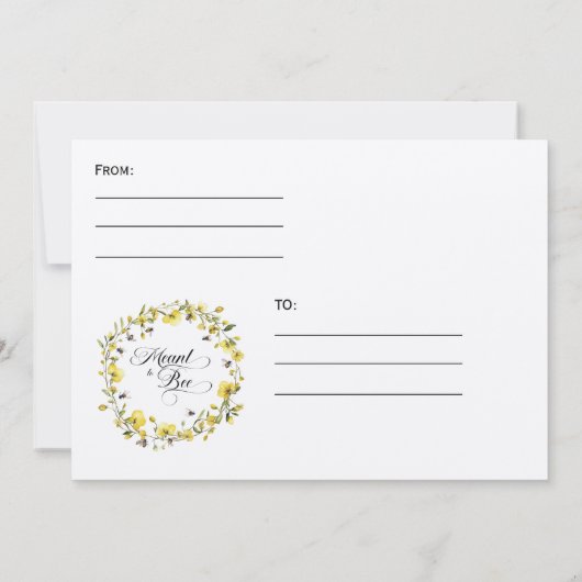 Meant to Bee Rustic Yellow Wedding RSVP 招待状 (裏面)