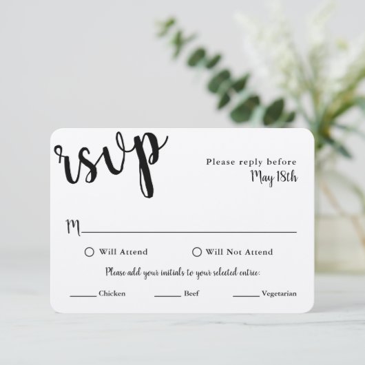 MEARを選択した結婚式のRSVPカード 出欠カード (スタンド正面)