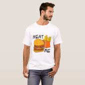 “Meat me” Hamburger en friet illustratie  Tシャツ (正面フル)