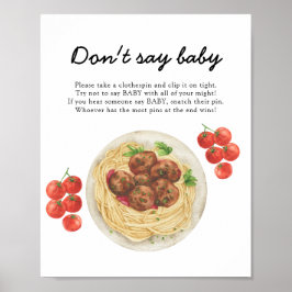 Meatball Pasta Baby shower Don't say baby ポスター