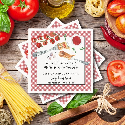 Meatballs Or No Meatballs Gender Reveal Party スタンダードカクテルナプキン