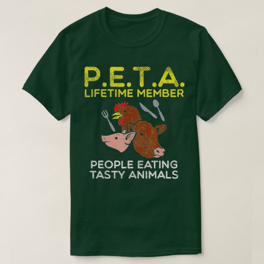 Meateater Barbeque人々食べの美味しい動物のペタ Tシャツ (デザイン正面)