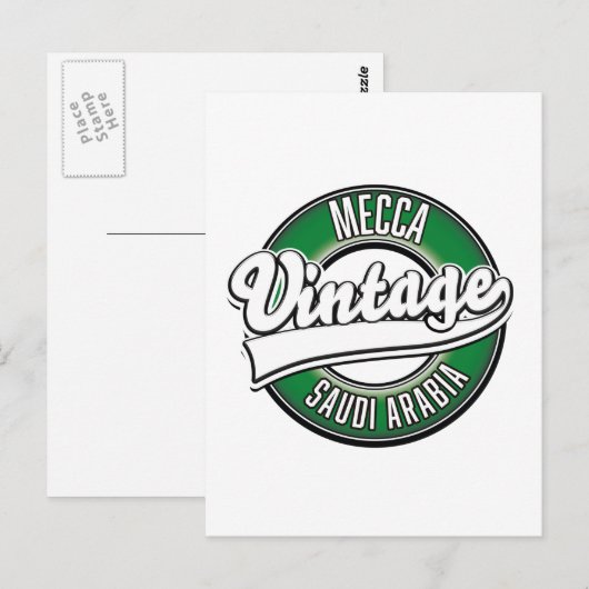Meccaサウジアラビアヴィンテージロゴ ポストカード (正面/裏面)