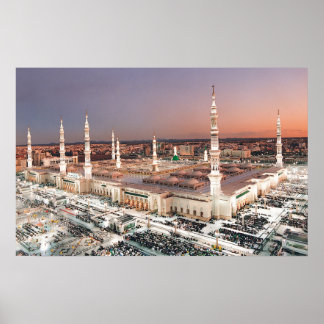 Mecca Al-Masjid an-Nabawi at Maghrib祈りの言葉値 ポスター