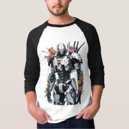 Mech Robot With Flowers Tシャツ