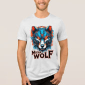 Mecha Wolf Head – Futuristic Cyberpunk Wolf Design トライブレンドTシャツ (正面)