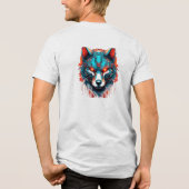 Mecha Wolf Head – Futuristic Cyberpunk Wolf Design トライブレンドTシャツ (裏面)