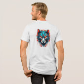Mecha Wolf Head – Futuristic Cyberpunk Wolf Design トライブレンドTシャツ (フル背面)