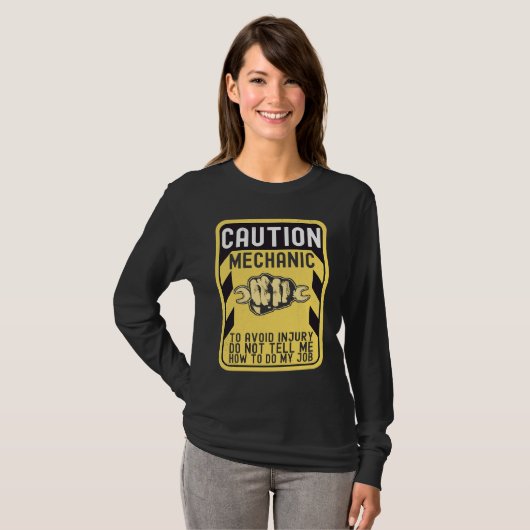 Mechanic Caution Handyman Repairman Tシャツ (正面フル)