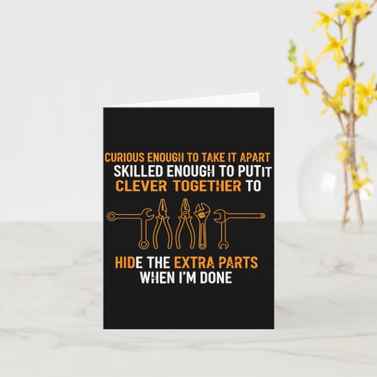 Mechanic Curious Enough To Take It Apart Funny Aut カード (黄色い花)