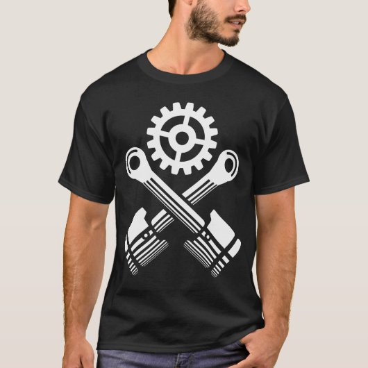 Mechanic engine pistons friend tシャツ (正面)