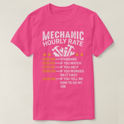 Mechanic Hourly Rate Funny Car Auto Mechanic Dad M Tシャツ (デザイン正面)