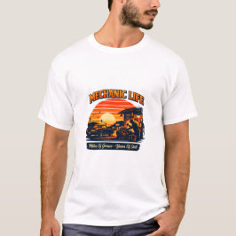 Mechanic Life Retro Sunset Miles Of Grease Tee Tシャツ