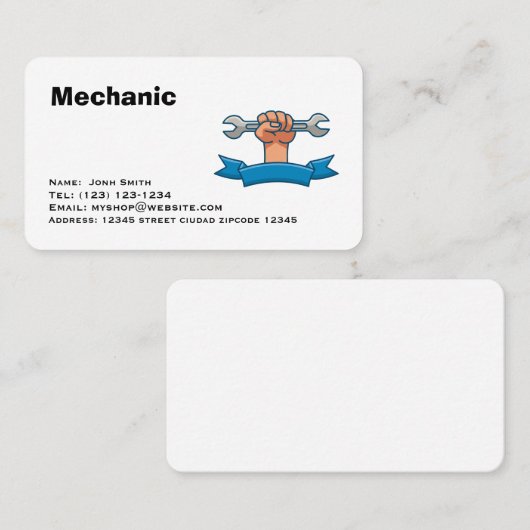 mechanic services editable business card 名刺 (正面/裏面)