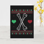 Mechanic Ugly Christmas Sweater Xmas カード (黄色い花)