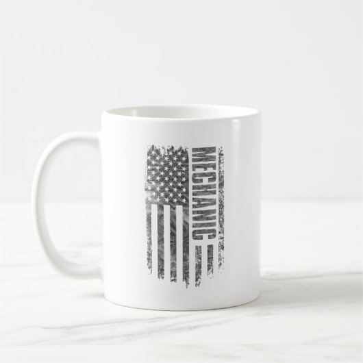 Mechanic USA Flag Distressed design コーヒーマグカップ (左)