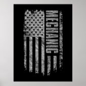 Mechanic USA Flag Distressed design ポスター (正面)