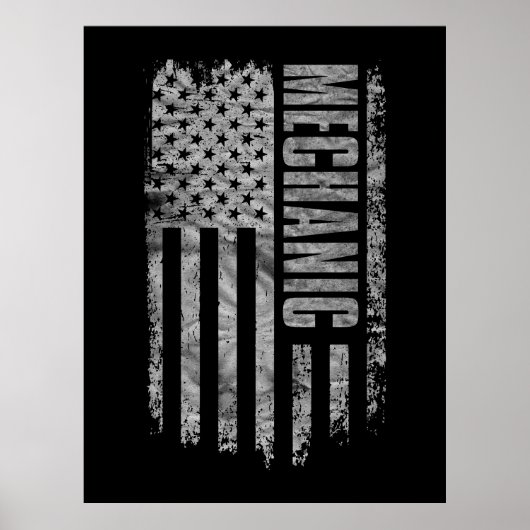 Mechanic USA Flag Distressed design ポスター (正面)