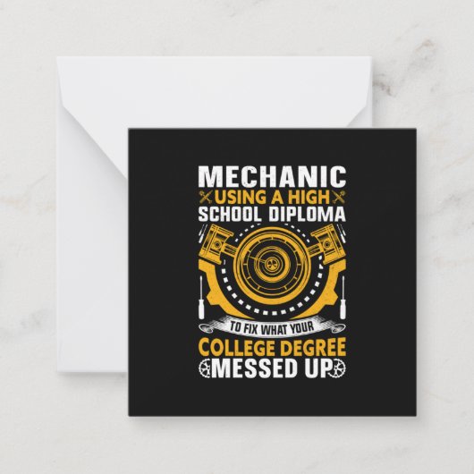 Mechanic Using A High School Diploma ノートカード (正面)
