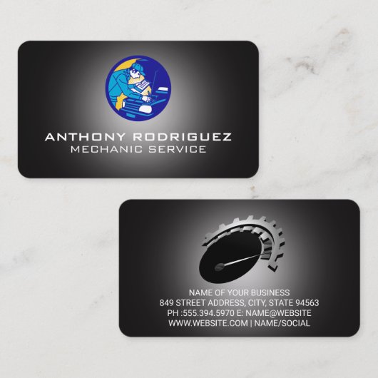 Mechanic Working on Car Graphics 名刺 (正面/裏面)