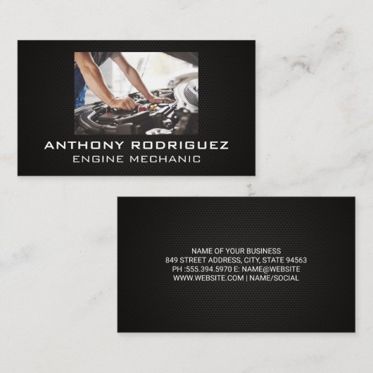 Mechanic Working on Engine 名刺 (正面/裏面)