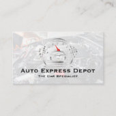 Mechanic Working on Engine | Auto Metal Logo 名刺 (正面)
