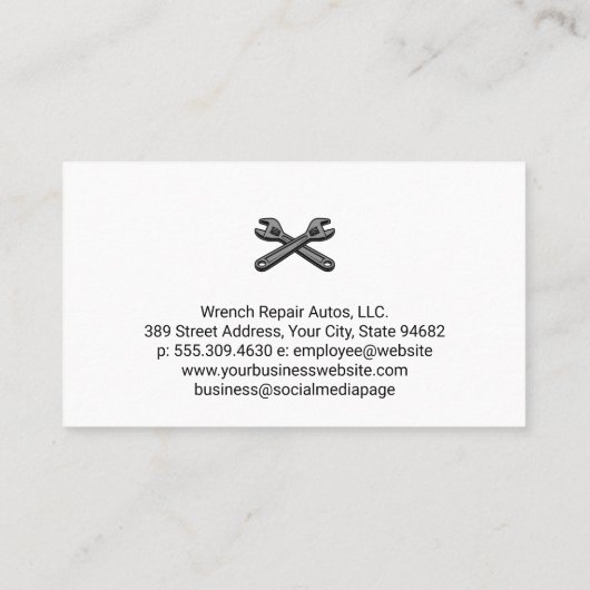 Mechanic Working on Engine | Car Repairman 名刺 (裏面)