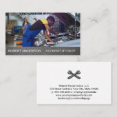 Mechanic Working on Engine | Car Repairman 名刺 (正面/裏面)