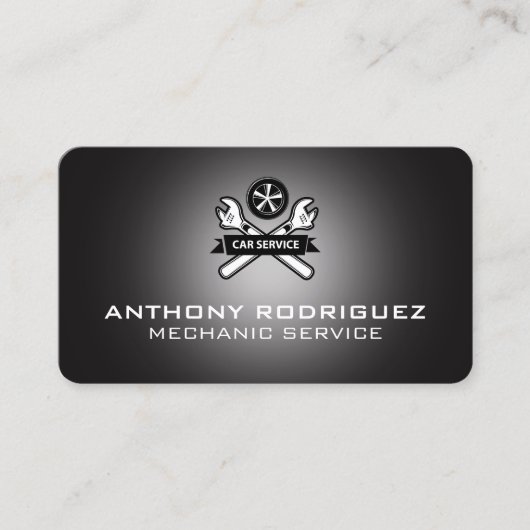 Mechanic Wrench Car Repair Logo 名刺 (正面)