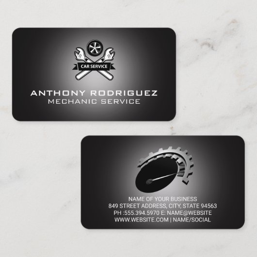 Mechanic Wrench Car Repair Logo 名刺 (正面/裏面)