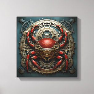 "Mechanica Astralis: Cancer" - スチームパンクの星座カ キャンバスプリント