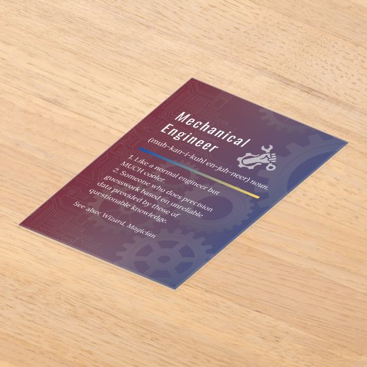 Mechanicalエンジニアおもしろい定義 アクリル招待状 (レイダウン)