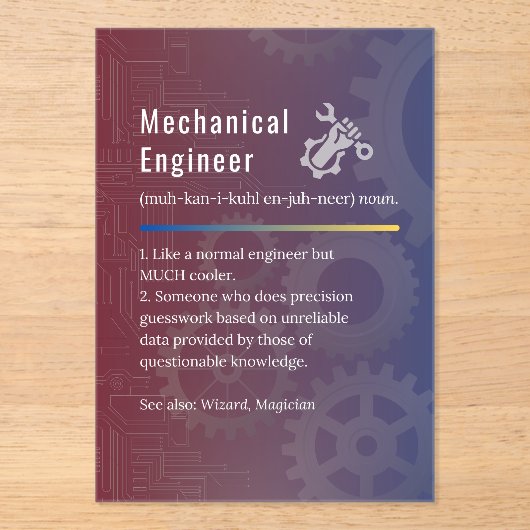 Mechanicalエンジニアおもしろい定義 アクリル招待状 (正面)