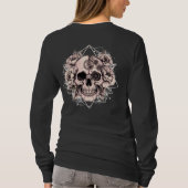 "Mechanical Bloom" - 花と歯車のゴシック・スカル Tシャツ (裏面)